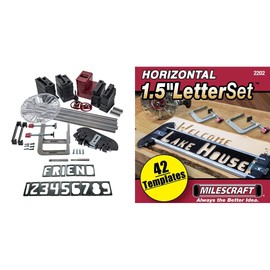 Milescraft 1212 SignPRO Sign Making Kit for Routers- 2.5 in. & 1.5 in. Horizontal Letters (166 templates), 1.5 in. & 2.5 in. Vertical Numbers (80 templates) - 3/8 in. Router Bit Included- Complete Kit , Black
