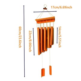 AIMALL Bamboo Wind Chime, Natural Bamboo Craft for Peaceful Ambiance, Home and Garden Decor, Ten Tubes, 23.6in Length