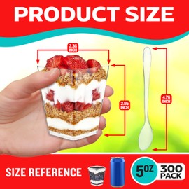 Emporio Kitchen 5oz Plastic Dessert Cups with Lids and Spoons - Appetizer Cups for Pudding, Parfait, Ice Cream, and Cocktails, BPA-Free, Clear Reusable Serving Cups, Elegant Design, Pack of 300