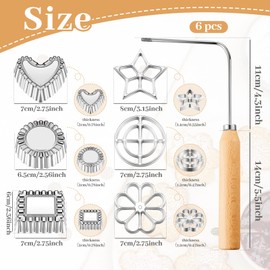12 Pieces Rosette Timbale Set Includes 6 Pcs Bunuelos Mold Aluminium Rosette Iron and 6 Pcs Wooden Handles Timbale Aluminum Waffle Mold Rosette Maker Cookie Bunuelos Tool for Kitchen Baking Cooking