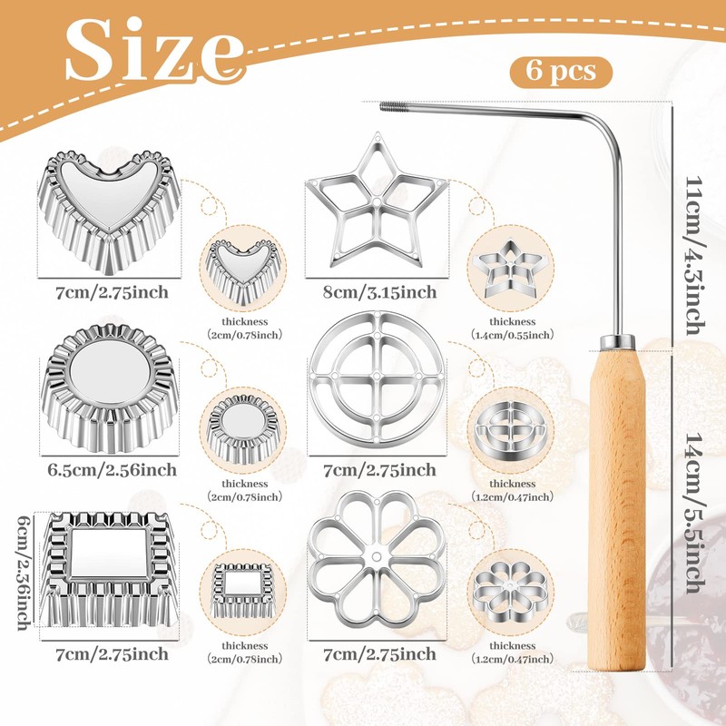 12 Pieces Rosette Timbale Set Includes 6 Pcs Bunuelos Mold