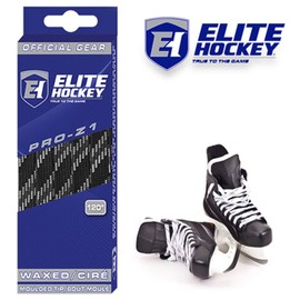 Elite Hockey, Pro-Z1, Waxed Ice Hockey Skate Laces, One Pair (Black, 108 inches)