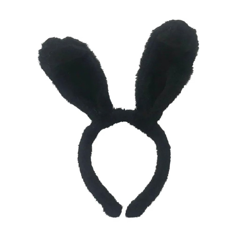 Diadema de Orejas de Conejo Luminosas, Felpa Negra, Talla Única,