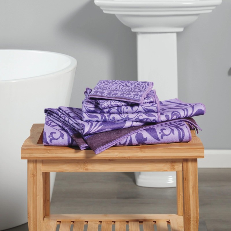 Stoneberry Home® Printed 6-Piece Towel Set Microfiber Purple Paisley