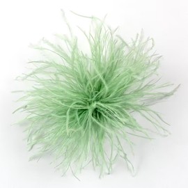 Light Green Feather Brooch Feathers Corsages for Party Wedding Dress Decorations Ostrich Feather Hair Clip Lapel Pins Headwear Hairpin Hairband for Women Girl
