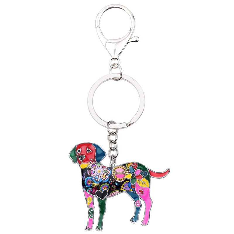 DOWAY Cute Enamel Dog Keychain Keyring Pets Dog Keyrings for