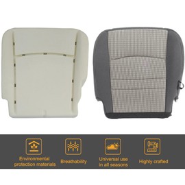 GXARTS Driver Side Bottom Cloth Replacement Seat Cover Gray & Driver Foam Cushion Compatible with Dodge Ram 1500 2500 3500 4500 5500 2009 2010 2011 2012