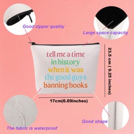 Banned Book Reader Makeup Bag Banning Book Lovers Gift Freedom to Read Gift Book Club Gift Reading Toiletry Bag for Bookish (CA-HistoryBanningMup)