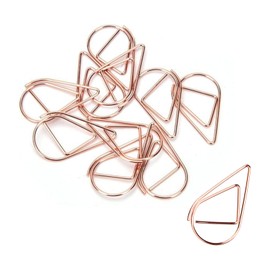 100 Pcs Small Golden Paperclips Stainless Steel Waterdrop Shaped Paperclips Bookmarks Paper Clips Clamps for Memo Paper Photo 15 * 25mm (Rose Golden)