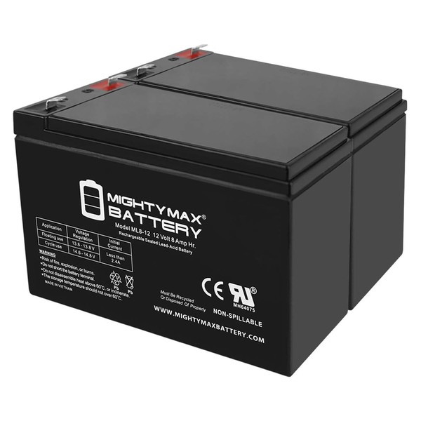 Mighty Max Battery 12V 8Ah Battery for GTO PRO2500 Swing Gate Operator - 2 Pack