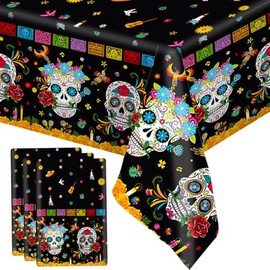 MEHOFOND - Mantel de plástico para el día de los muertos, de Dia De Los Muertos, para Halloween, decoración de fiesta floral de calavera mexicana, sum