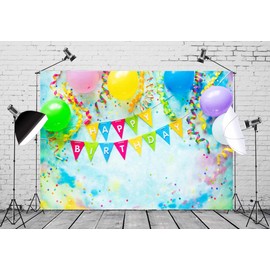 BELECO 9x6ft Fabric Happy Birthday Backdrop Birthday Party Interior Decorations Birthday Banner and Colorful Balloons Birthday Party Supplies Wall Decor Boy Girl Photoshoot Photo Background Props