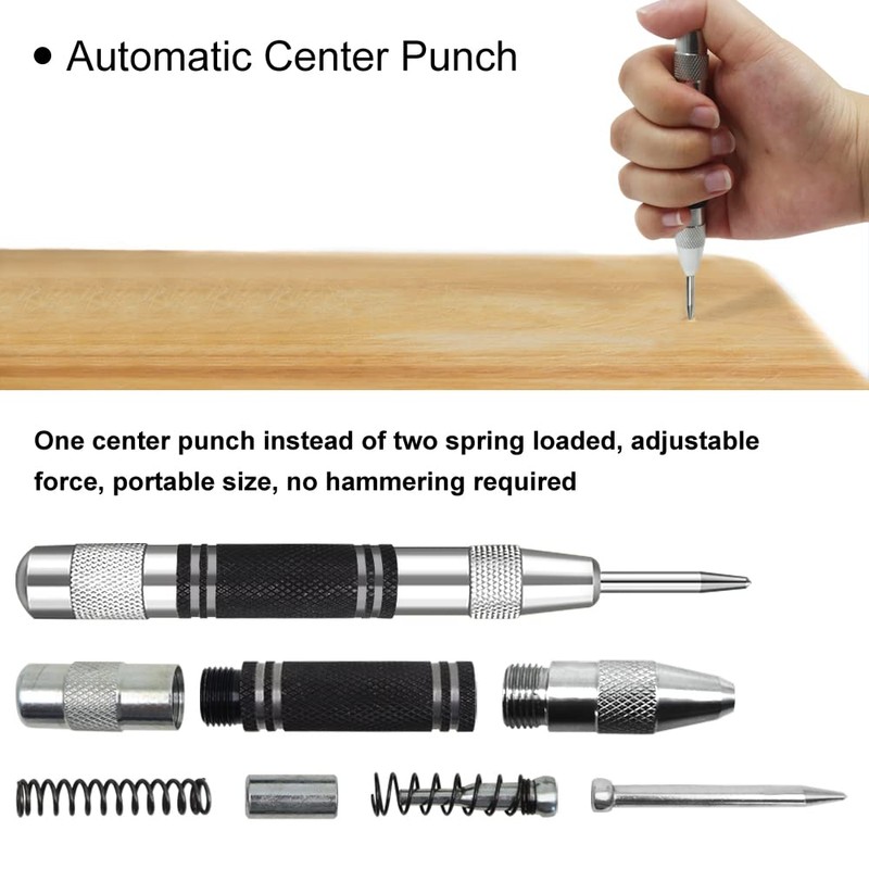 3 Pieces Automatic Center Hole Punch Tool, 5 Inch Automatic