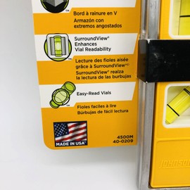 Johnson 4500M Torpedo Level Aluminum 9-in 3 Vial Magnetic Base Heavy Duty