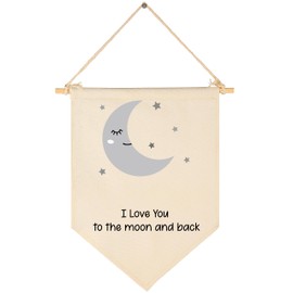 I Love You to the Moon-Flag Sign Gifts for Baby Newborn Boys Girls Kids-Banner Wall Decor Gifts for Nursery Bedroom Playroom Front Door-Baby Gift Shower-New Home Gift-Birthday Christmas Gift
