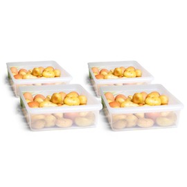 Novaliv 4 x Fridge Organiser, 30.5 x 7.5 x 22 cm, BPA-Free Kitchen Organiser, Made in Germany, Storage Chamber Organiser, Food-Safe Storage for Kitchen, Laundry Room, Organiser System, Fridge Compartment