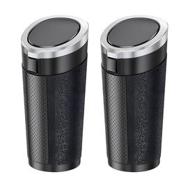 Sandfren Car Trash Can, 2PCS Leakproof Mini Automotive Garbage Bin Side Door Cup Holder Dustbin with Lid, Vehicle Interior Storage Organizer Accessories, Universal for SUV, Sedan, Truck (Silver)
