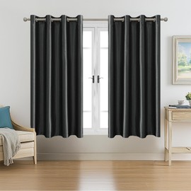 Ystyle Living Room Curtains, Set of 2, Thermal Curtain, Cold Protection, Opaque Curtains, Blackout Curtains, Curtains with Eyelets, Soundproofing Curtain, 140 x 145 cm, Dark Grey