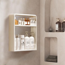 2 Tier Bathroom Organizer Wall Mounted,2 Tire Adhesive Shower Caddy Storage with Self Adhesive Tape for Kitchen Bathroom Refrigerator (2 Tiers)