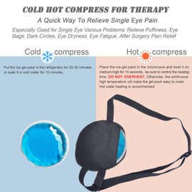 GELMAY Cooling Eye Patches for Puffy Eyes, Pure Silk Ice Eye Patch, Single Eye Mask, Medical One Eye Cover Cold Hot Therapy Strabismus Lazy Eyes After Surgery Adult Kid Pirate Eyepatch (Black)