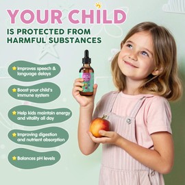 Zeolite Detox for Kids and Adults, Herbal Detox with 800mg DHA, 500mg Inulin, Probiotics & Vitamin B12, D3, C, B6, Cilantro Extract Cleanse to Support Brain, Immune, Gut, Energy, Berry Flavor, 60ML