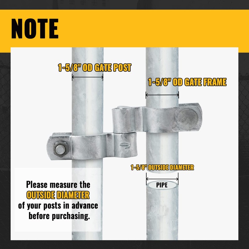 VIVIDA 1-5/8" Chain Link Gate Hinge Kit, Include Female &
