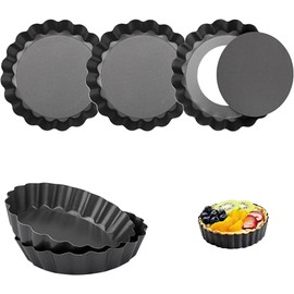 6 Stück Tartelette Förmchen 10cm mit Hebeboden Mini Quicheform Set aus Kohlenstoffstahl Antihaft & Leicht zu Reinigen Tarteform Torteletts Backformen für Kuchen Tartes Törtchen Muffins & mehr