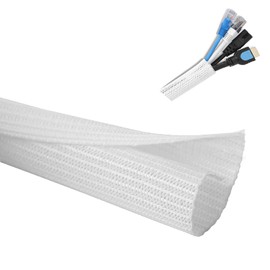 10ft - 1/2 inch Diameter Cord Protector, Hibucuo Cable Management Sleeve Wire Loom Tubing Cable Sleeve Split Sleeving for USB Cable Power Cord Audio Video Cable,TV Computer Office Home Entertainment