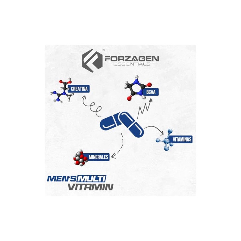 Forzagen Suplemento Alimenticio Mens Multivitamin Multivitamínico para Hombre 60 Servicios