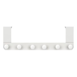 SIMPLE CLEVER HOMES 365 Over The Door Rack 6 Hook, Behind Door Hanger for Hanging Clothes Backpack Hat Purse Bag Keys, Bathroom/Bedroom Towel Holder Robe Hooks Modern Matte White Metal