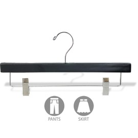 The Great American Hanger Company Wooden Bottom w/Clips, Black Finish with Chrome Hardware, Box of 25 by The American Company Standard Hanger, Large, Piece
