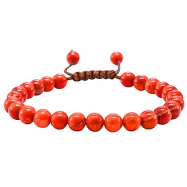 Red Jasper Bracelet for Women Men's Gifts - Protection Healing Crystal Bracelet - 6mm Gemstone Beaded Adjustable Bracelet Pulseras Para Hombres Mujer Stocking Stuffers