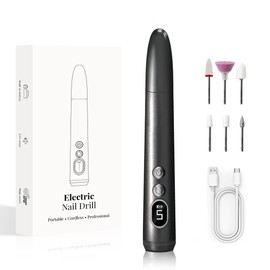 BELRIGO Beginner Nail Drill Kit (Ideal for Nail Beginners!) – Easy & Gentle Practice for Home Learning, 5 Adjustable Speeds with LED Light, Cordless Rechargeable, Lightweight Grip (Grey)