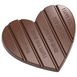 Chocolate World 12044 Clear Polycarbonate Chocolate Mold with 2 Heart-with-Love-Messages Cavities 110mm x 125mm x 10mm High