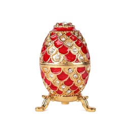 QIFU Vintage Red Mini Easter Egg Figurine Trinket Box Hinged, Unique Gift for Family
