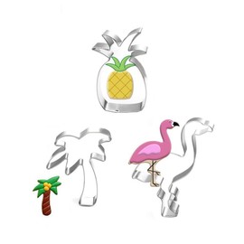 XYBAGS Tropical Cookie Cutter Set - 3 Piece - Pineapple, Flamingo, Palm Tree, Cookie Cutters Molds for Summer or Beach Theme Parties Supplies