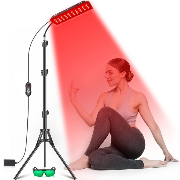 Red Light Therapy Lamp, Infrared Light Therapy with Stand - 660nm Redlight and 850nm Near Infrared Light Device for Body Pain Relief Skin Care