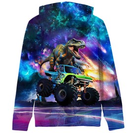 Idgreatim Kids Boys Girls Dinosaur Hoodies Size 6 7 Novelty Space Off-Road Car Hooed Sweatshirt Fall Wnter Thick Warm Fleece Pullover with Pocket