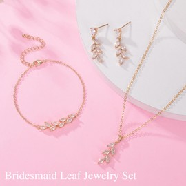 DHQH Bridesmaid Jewelry Sets for Wedding Bridesmaid Leaf Necklace Earrings Bracelet Set Gifts I Couldn’t Tie a Knot Without You Wedding Bridesmaid Proposal Jewelry Gifts for Women