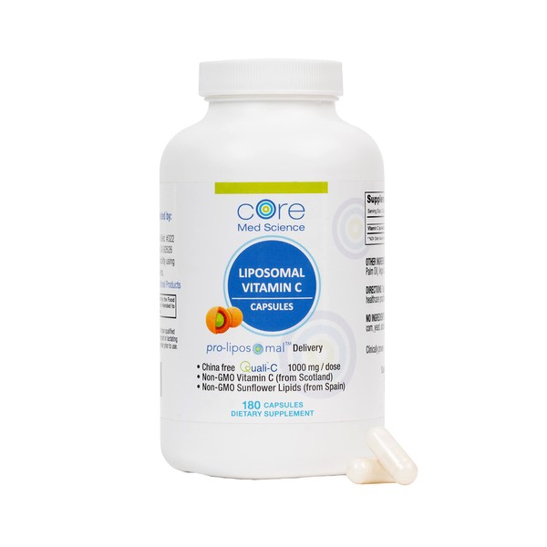 Liposomal Vitamin C by Core Med Science - 1000mg - 180 Capsules - Quali®-C - Vitamin C Supplement - Made in USA