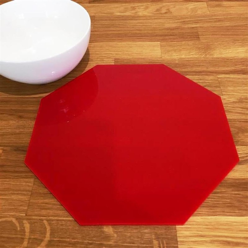 Octagon Placemat Set - Gloss Light Pink 4 Placemats Standard