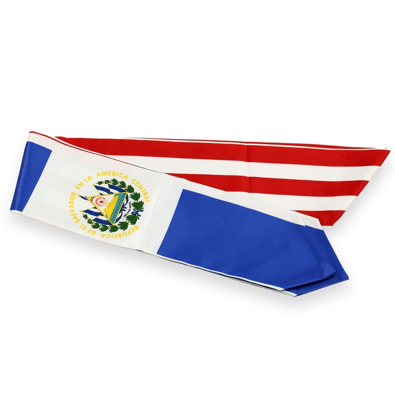 USA And El Salvador Flag Graduation Stole, Satin Embroidery Graduation