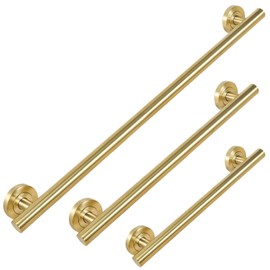 Lava Odoro Shower Grab Bar, Modern Set Stainless Steel Handicap Grab Bar for Bathtubs and Showers, Shower Safety Bar for Seniors Disabled, ADA-Compliant (Brushed Gold, 3 Pack 18", 24'', 36")