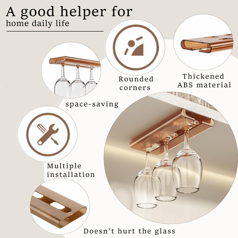 Vaisoeny Wine Glass Holder - 4Pack Under Cabinet Rack, No