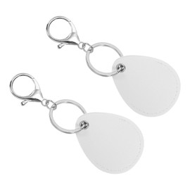 [PATIKIL] Leather Key Chain Leather Keychain with Key Ring Keychain Holder for Key ID Key Card, white