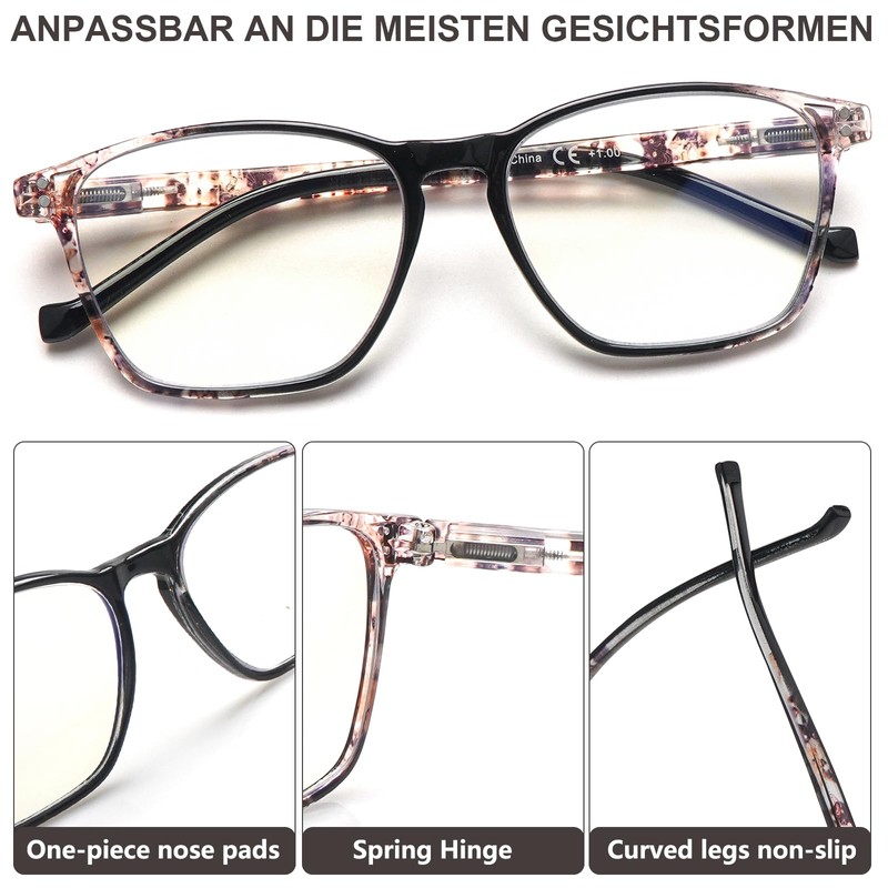 STASTEND 4 Pack Progressive Multifocus Reading Glasses Blue Light Blocking
