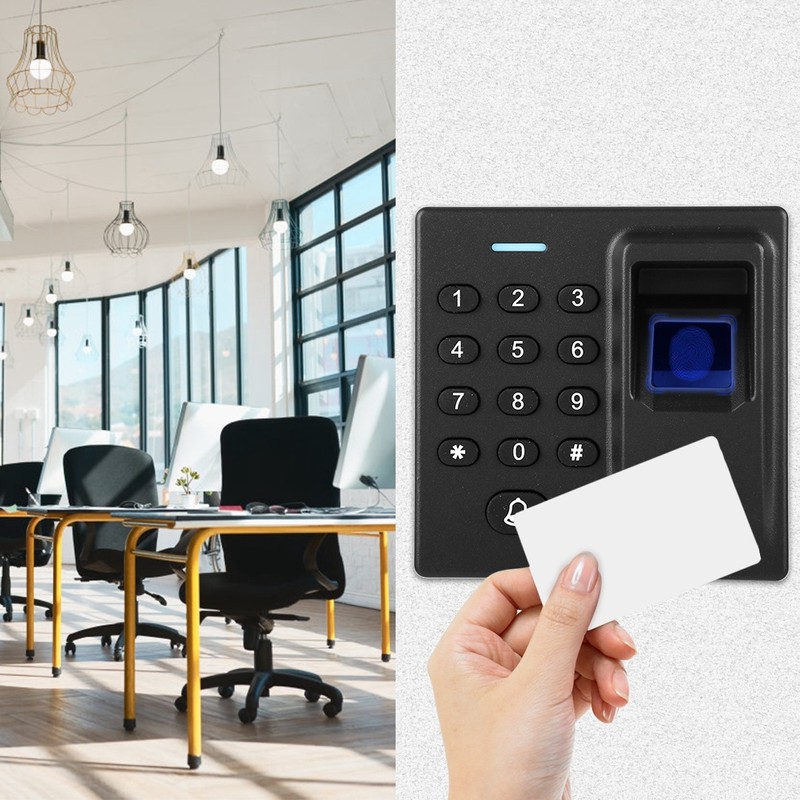 Access Control System Keypad Fingerprint Card Reader Password Black DC12V