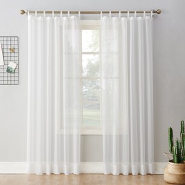 No. 918 52454 Emily Sheer Voile Tab Top Curtain Panel, 59" x 84", White