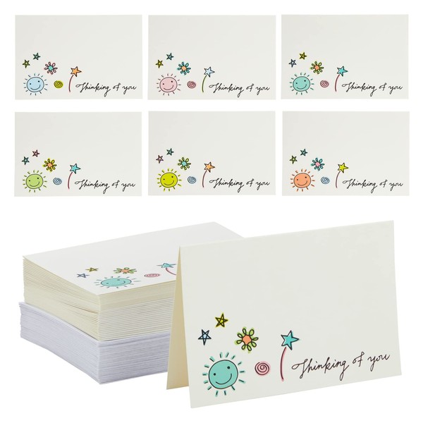 Best Paper Greetings 36 Pack Blank Thinking of You Cards Assortment Box with Envelopes, 6 Doodle Designs (4 x 6 In)