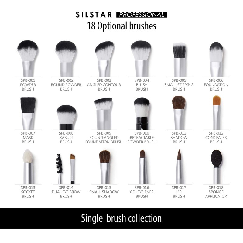SILSTAR PROFESSIONAL ROUND ANGLED FOUNDATION BRUSH WITH HANDLE MADE OF